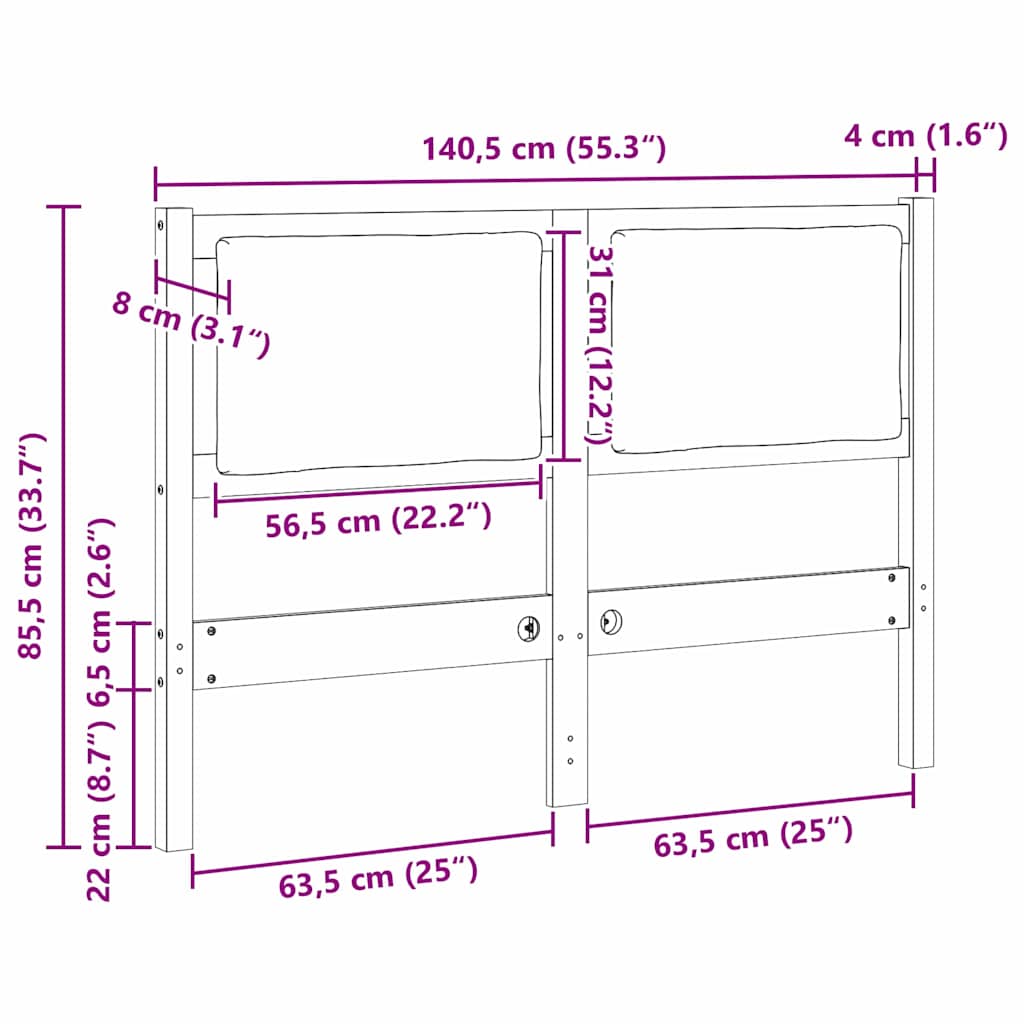 Tête de lit Autre Marron 135 cm Bois massif en pin - XIOS