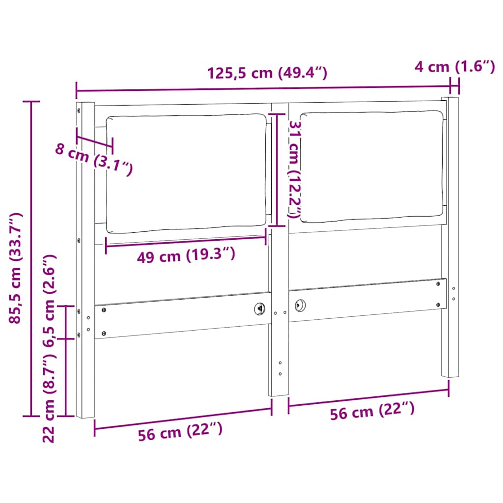 Tête de lit Autre Marron 120 cm Bois massif en pin - XIOS