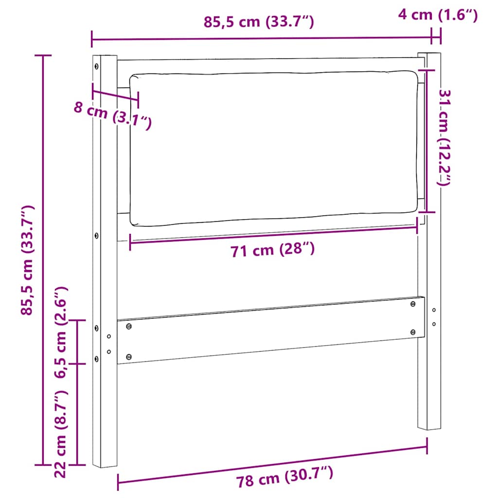 Tête de lit Autre Marron 80 cm Bois massif en pin - XIOS