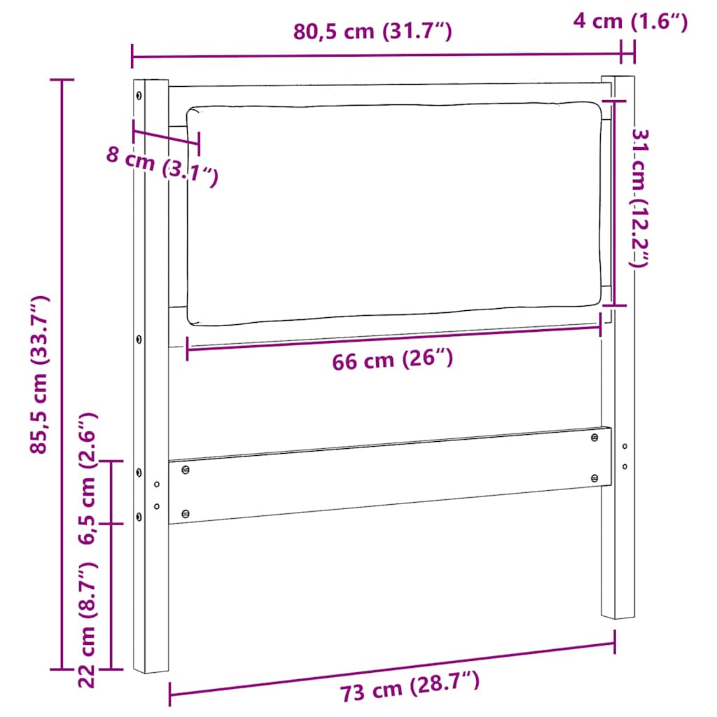 Tête de lit Autre Marron 75 cm Bois massif en pin - XIOS