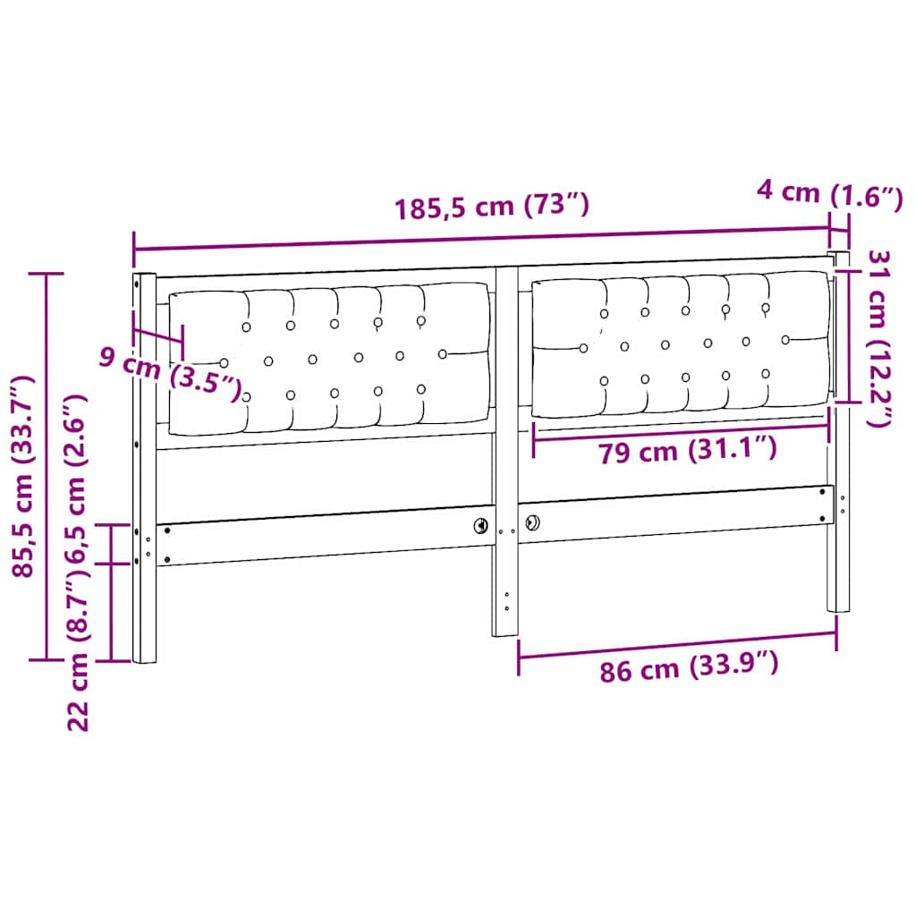 Tête de lit Autre Marron et taupe 180 cm Bois massif en pin - XIOS