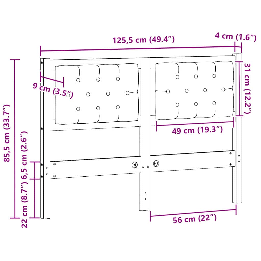 Tête de lit Autre Marron et noir 120 cm Bois massif en pin - XIOS