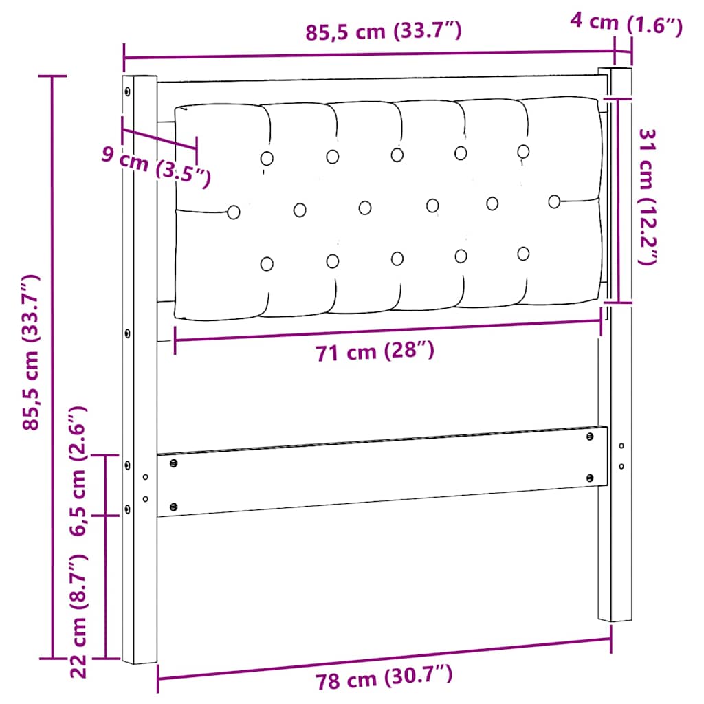 Tête de lit Autre Marron et noir 80 cm Bois massif en pin - XIOS