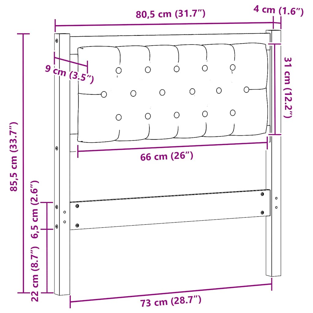 Tête de lit Autre Marron et noir 75 cm Bois massif en pin - XIOS