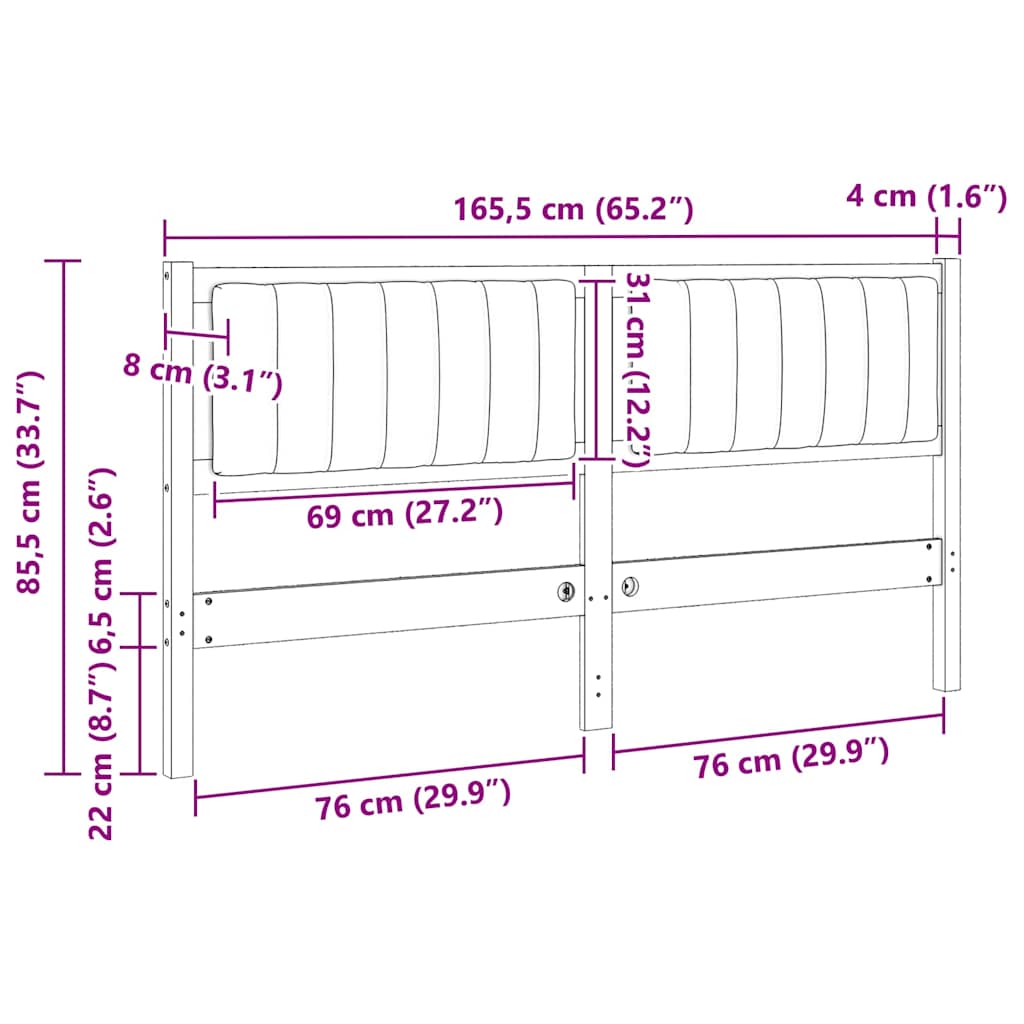 Tête de lit capitonnée avec tête de lit Blanc 160 cm Pin massif - XIOS