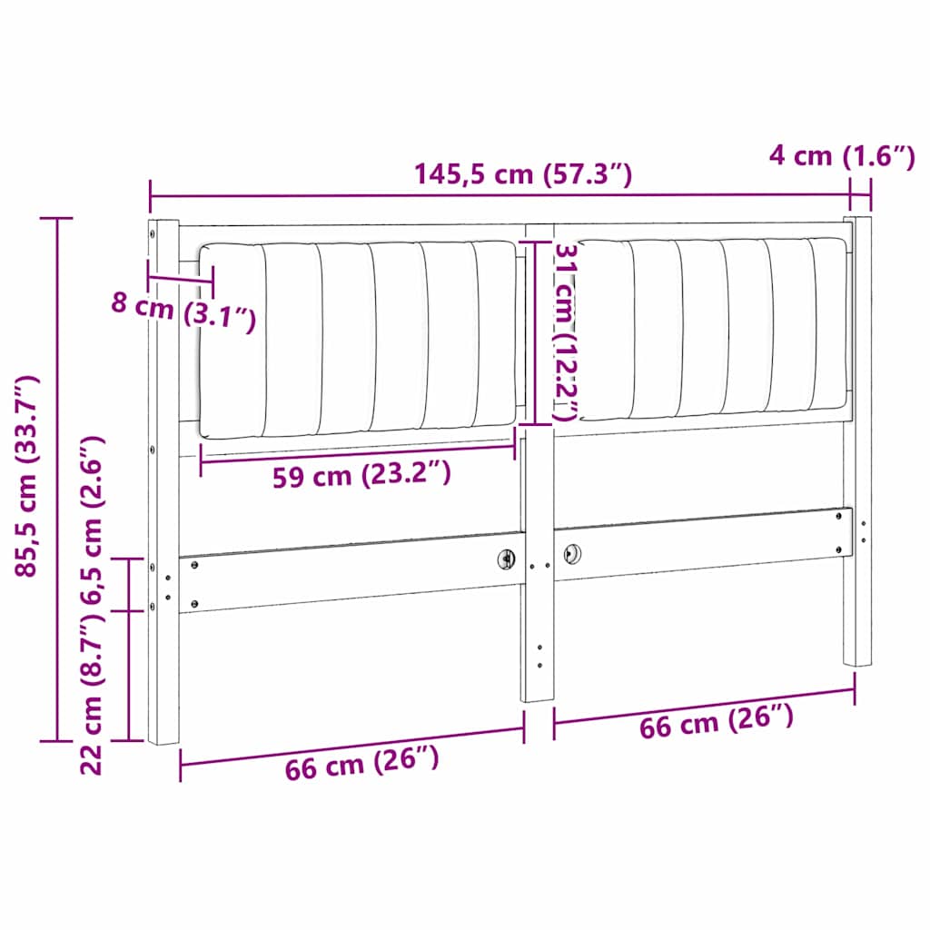 Tête de lit capitonnée avec tête de lit Blanc 140 cm Pin massif - XIOS