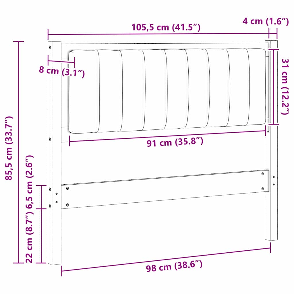 Tête de lit capitonnée avec tête de lit Blanc 100 cm Pin massif - XIOS