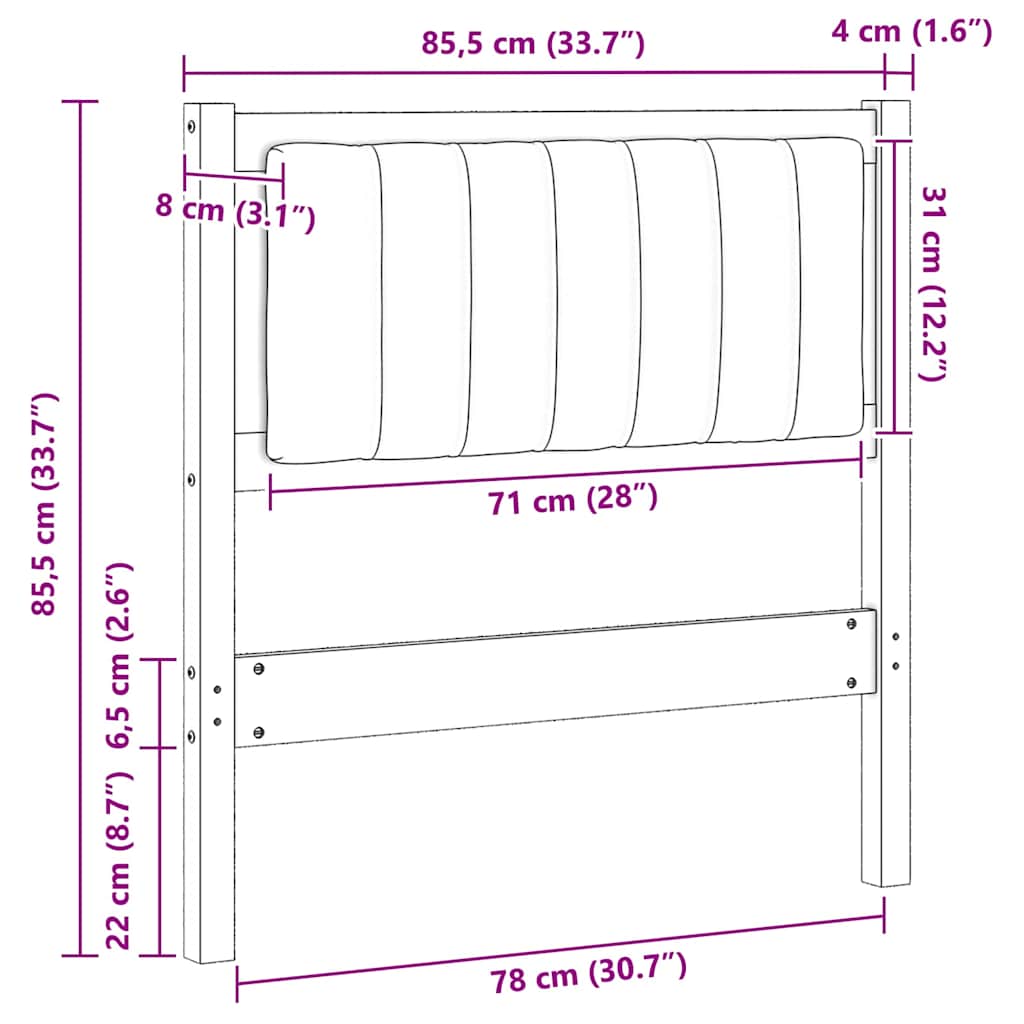 Tête de lit capitonnée avec tête de lit Marron 80 cm Pin massif - XIOS