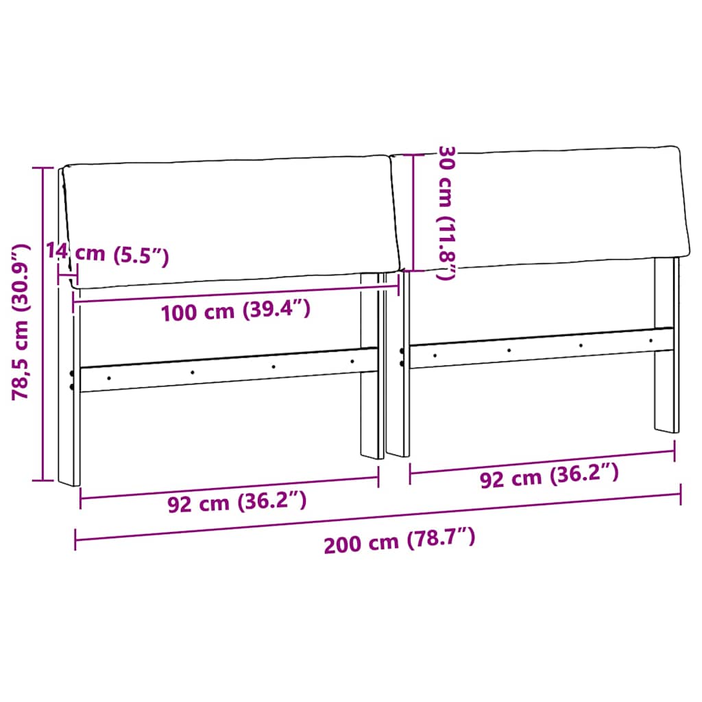 Tête de lit capitonnée Taupe 200 cm Pin massif - XIOS