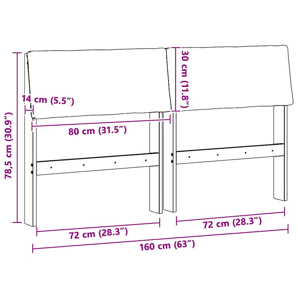 Tête de lit capitonnée Taupe 160 cm Pin massif - XIOS