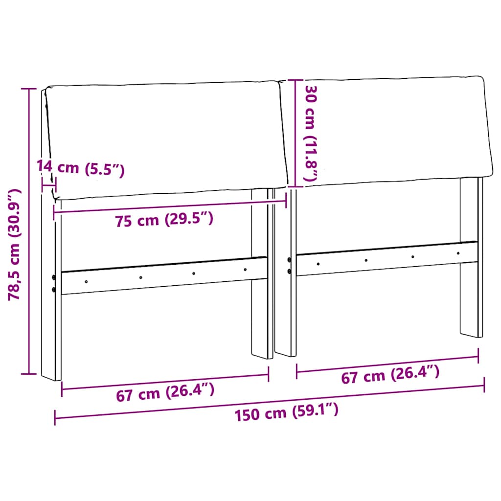 Tête de lit capitonnée Noir 150 cm Pin massif - XIOS