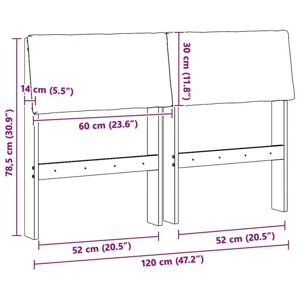 Tête de lit capitonnée Taupe 120 cm Pin massif - XIOS