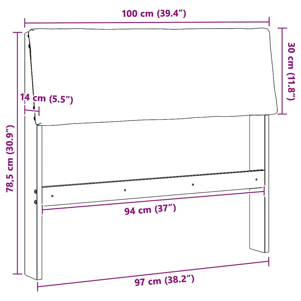 Tête de lit capitonnée Gris foncé 100 cm Pin massif - XIOS
