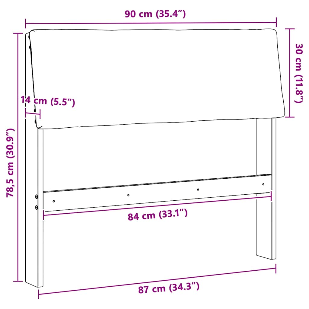 Tête de lit capitonnée Gris foncé 90 cm Pin massif - XIOS