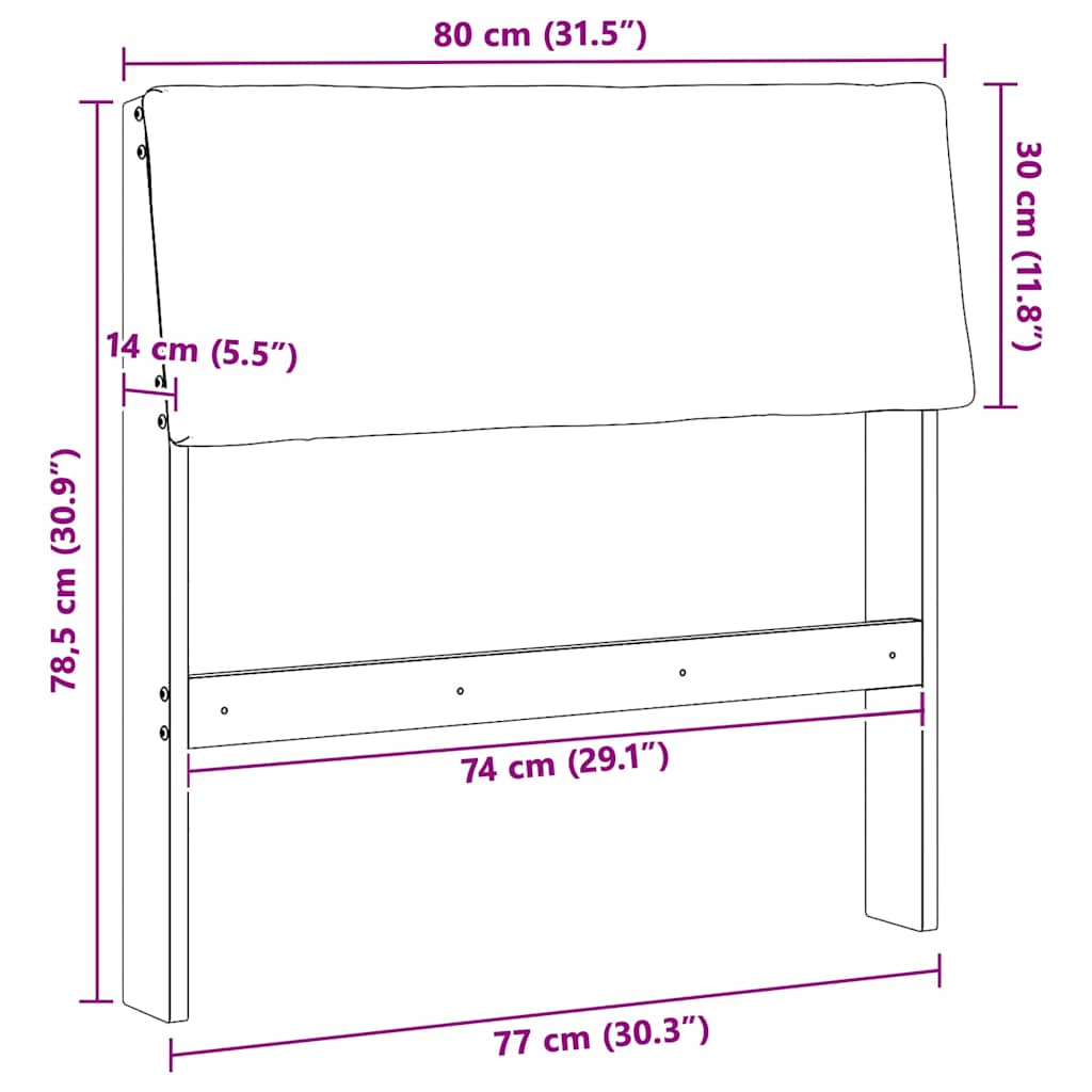 Tête de lit capitonnée Taupe 80 cm Pin massif - XIOS