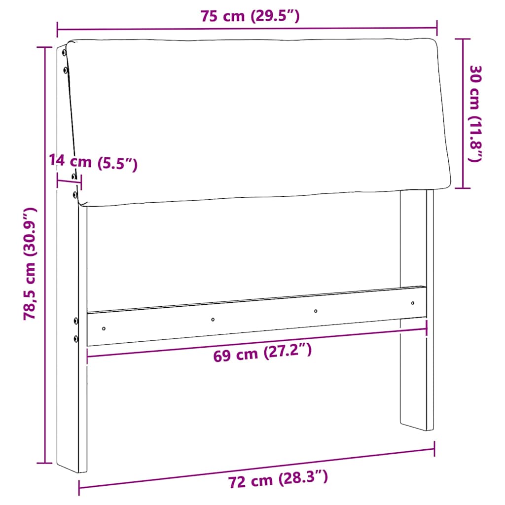 Tête de lit capitonnée Gris foncé 75 cm Pin massif - XIOS