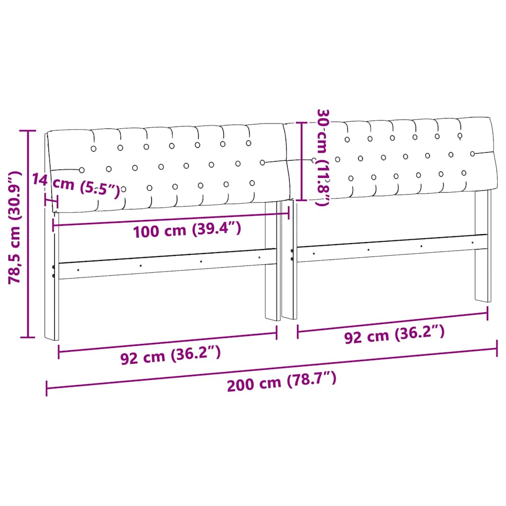 Tête de lit capitonnée Noir 200 cm Pin massif - XIOS