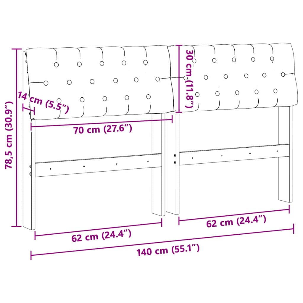 Tête de lit capitonnée Noir 140 cm Pin massif - XIOS