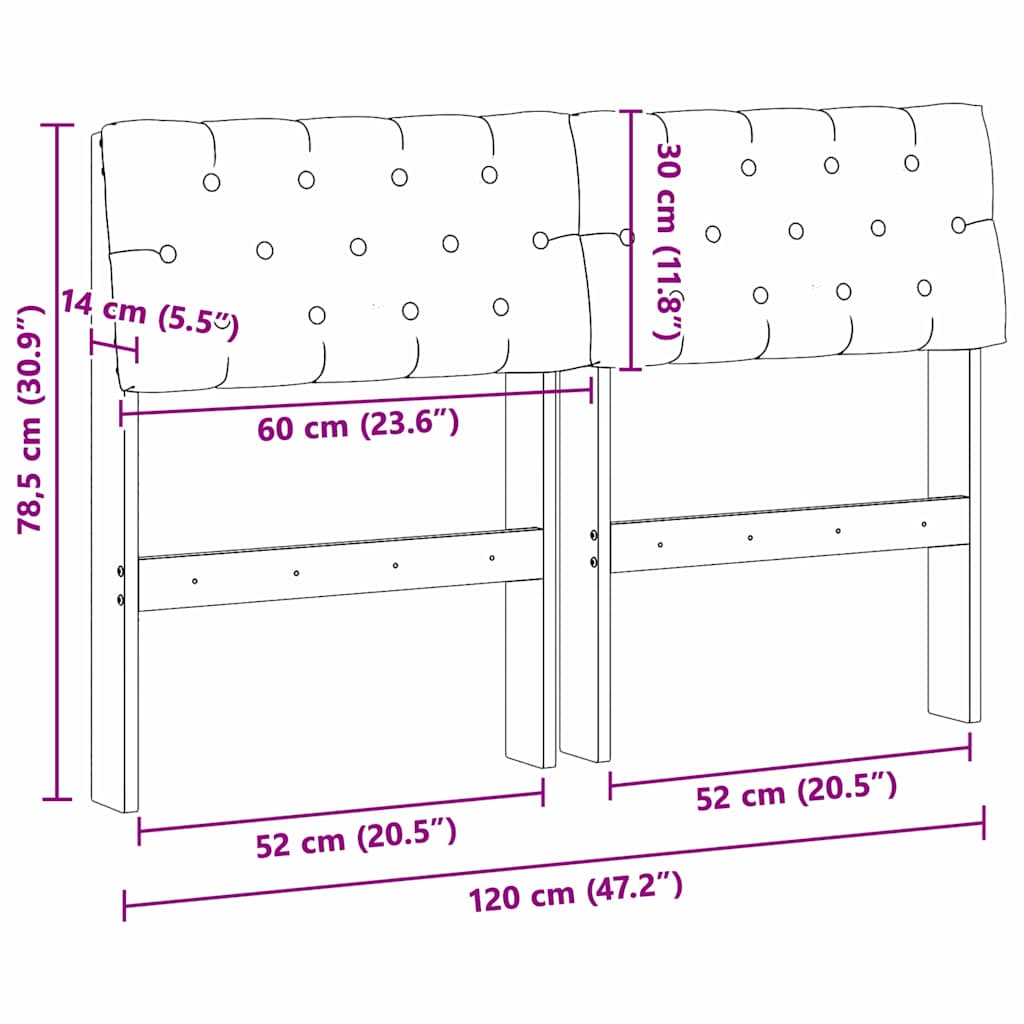Tête de lit capitonnée Taupe 120 cm Pin massif - XIOS