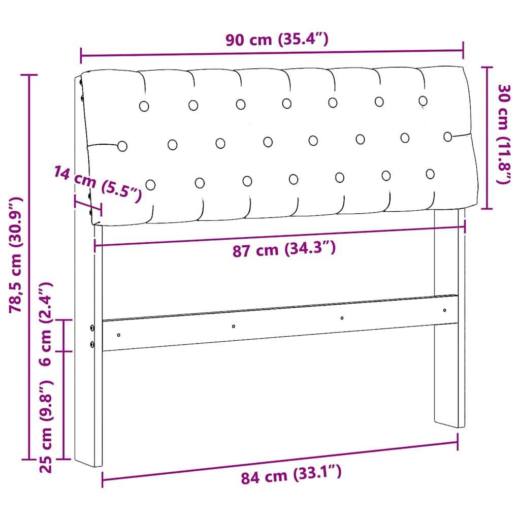 Tête de lit capitonnée Gris foncé 90 cm Pin massif - XIOS