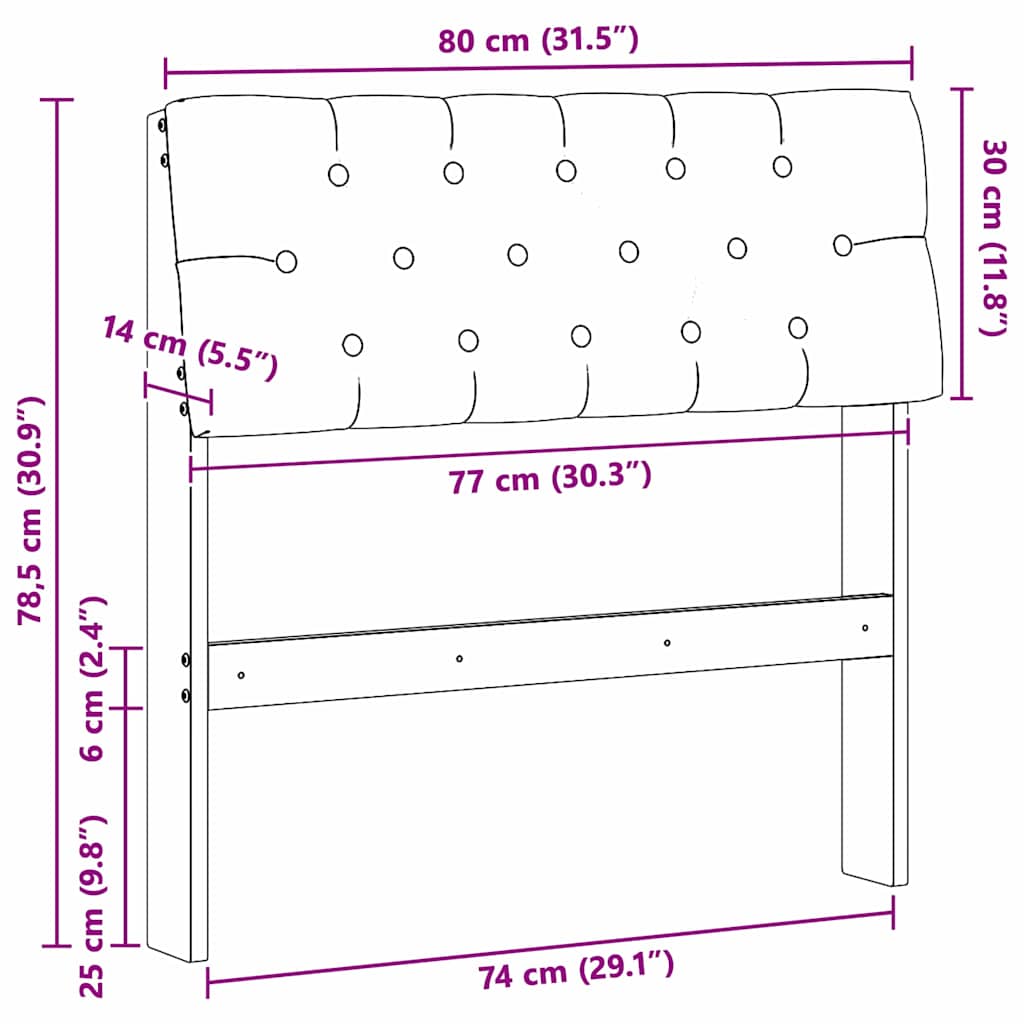 Tête de lit capitonnée Taupe 80 cm Pin massif - XIOS