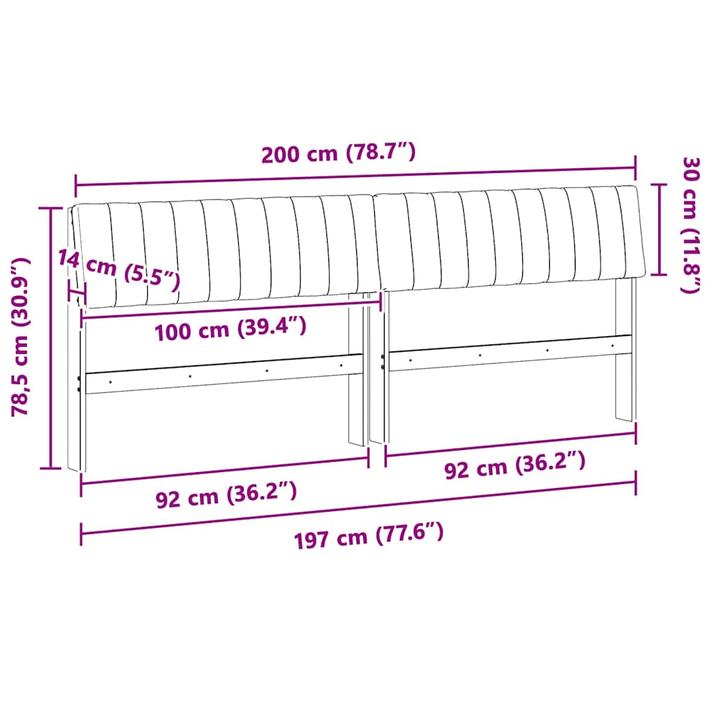 Tête de lit capitonnée Taupe 200 cm Pin massif - XIOS