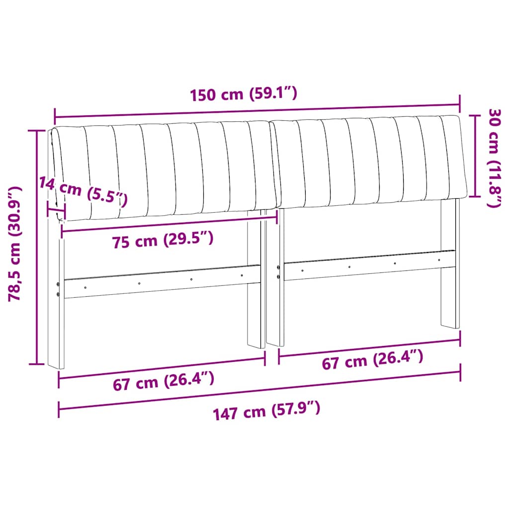 Tête de lit capitonnée Taupe 150 cm Pin massif - XIOS