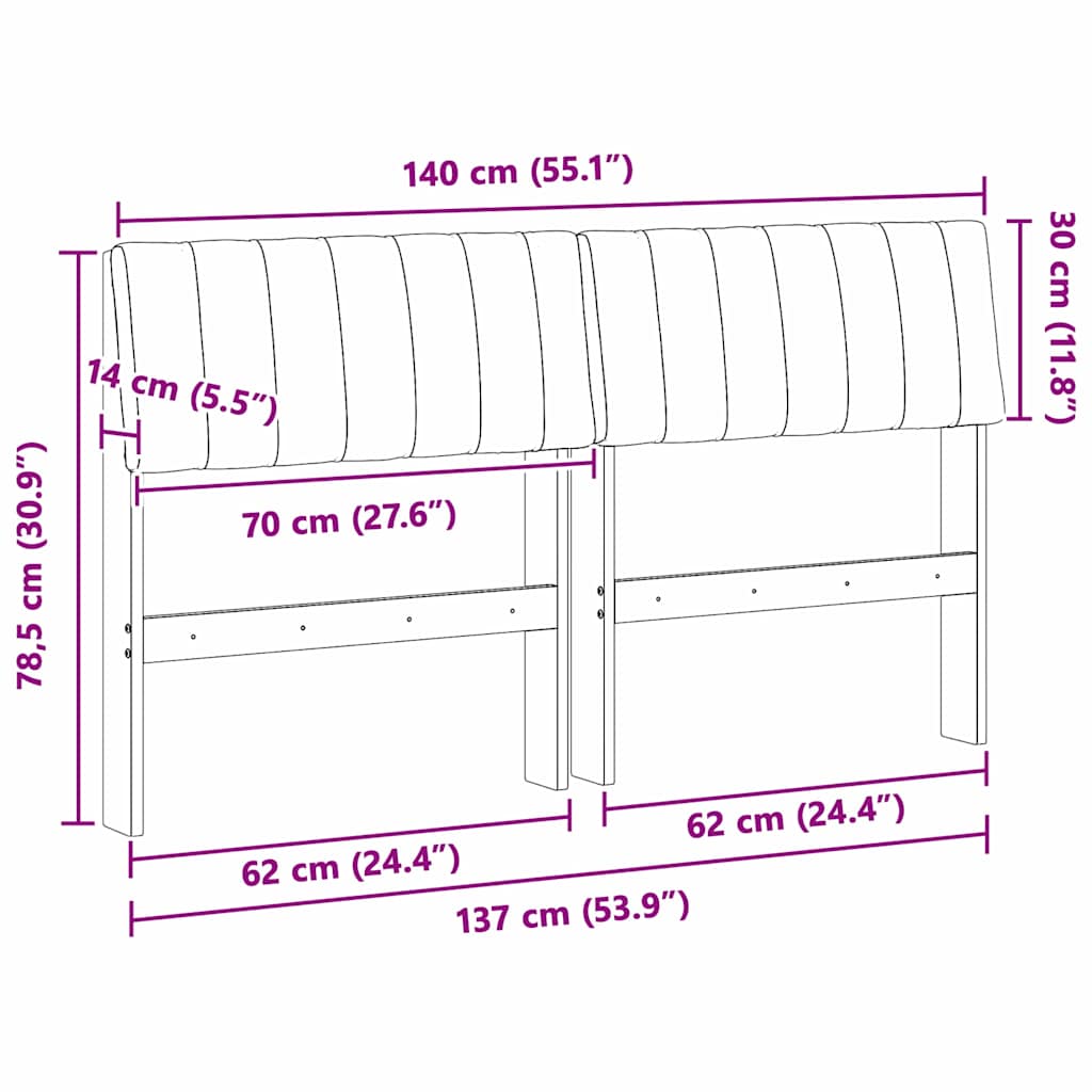Tête de lit capitonnée Taupe 140 cm Pin massif - XIOS
