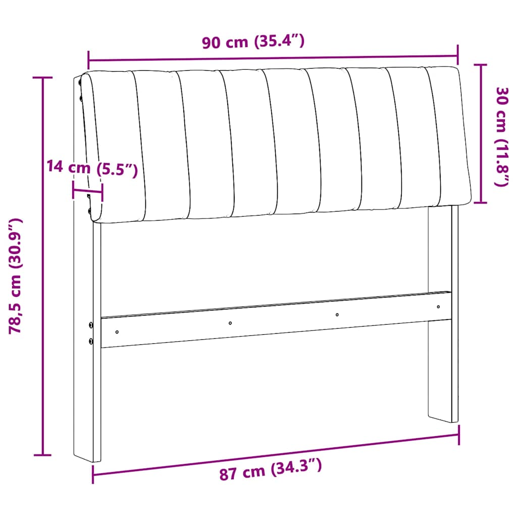 Tête de lit capitonnée Taupe 90 cm Pin massif - XIOS