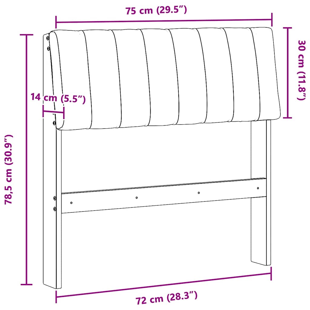 Tête de lit capitonnée Gris foncé 75 cm Pin massif - XIOS