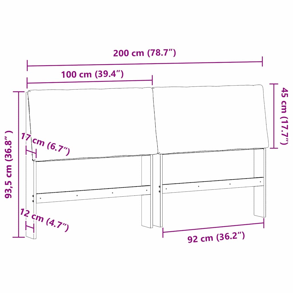 Tête de lit capitonnée Gris foncé 200 cm Pin massif - XIOS