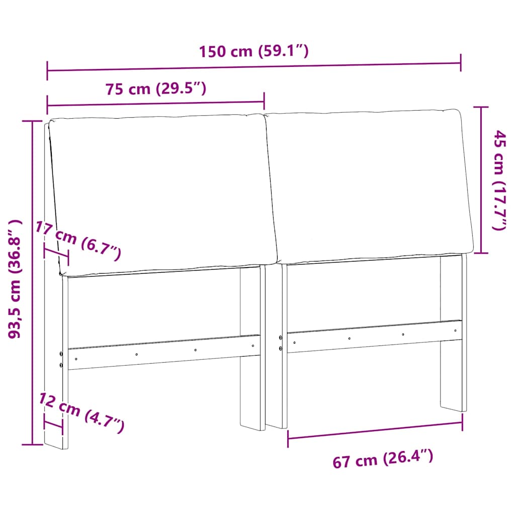 Tête de lit capitonnée Taupe 150 cm Pin massif - XIOS