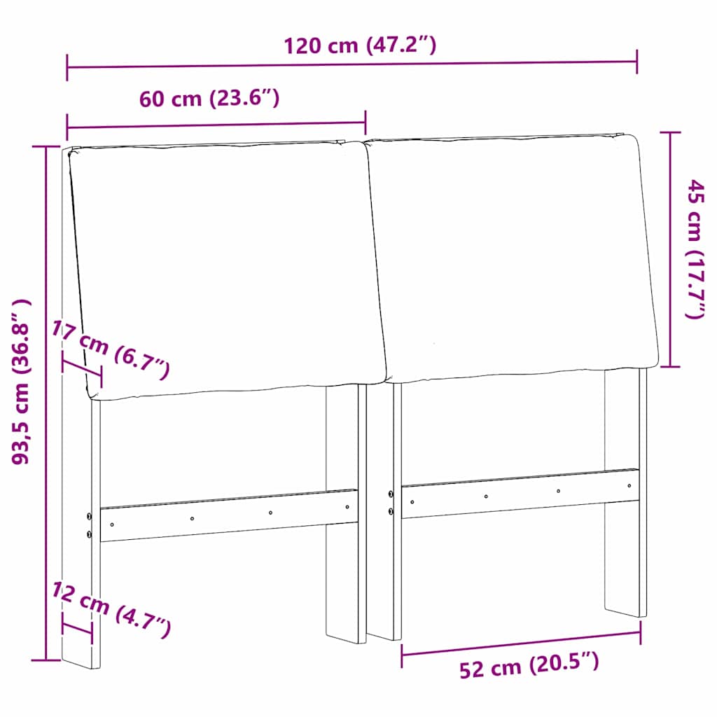 Tête de lit capitonnée Taupe 120 cm Pin massif - XIOS