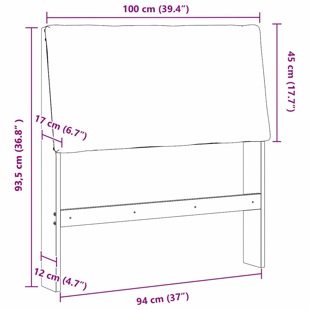 Tête de lit capitonnée Gris foncé 100 cm Pin massif - XIOS