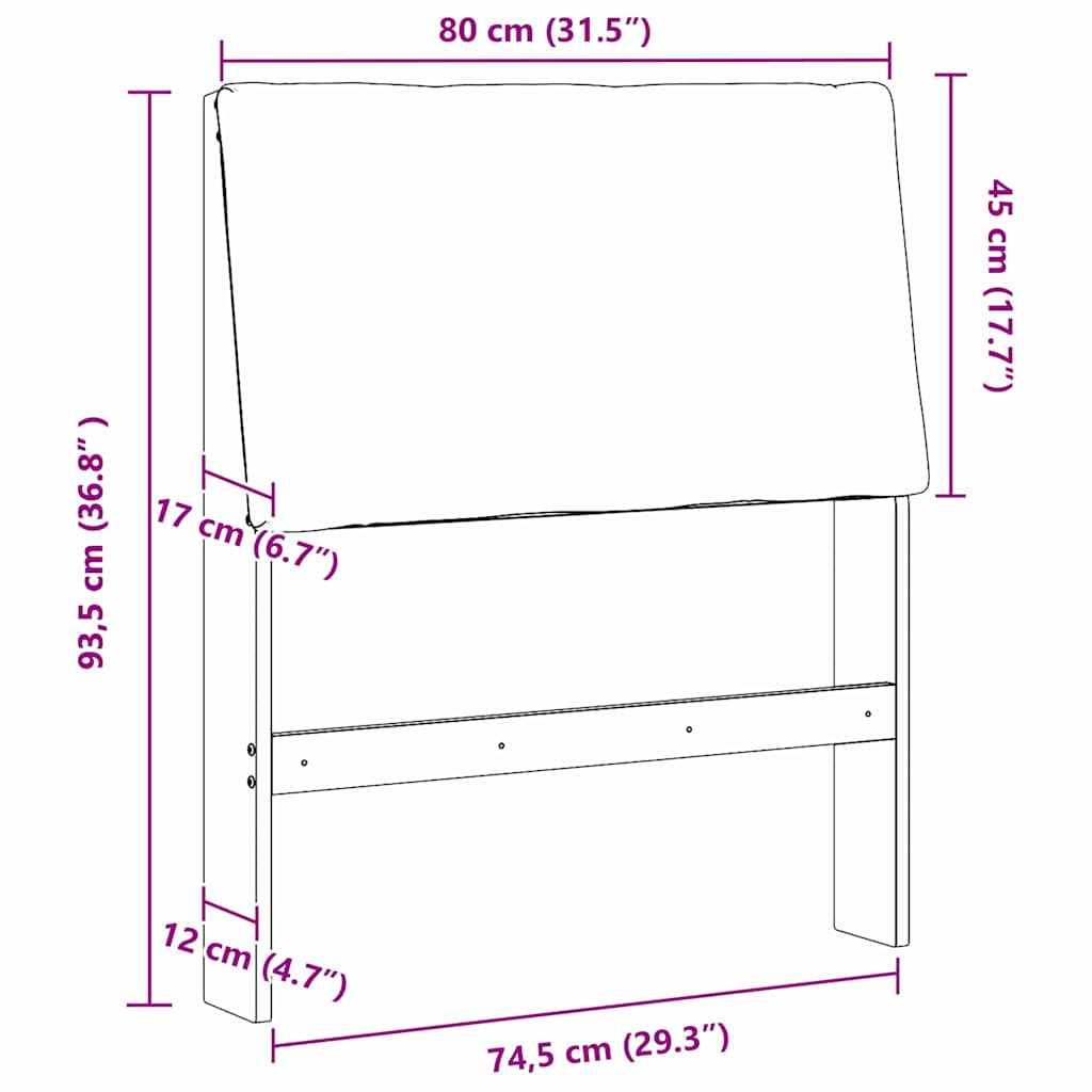Tête de lit capitonnée Taupe 80 cm Pin massif - XIOS