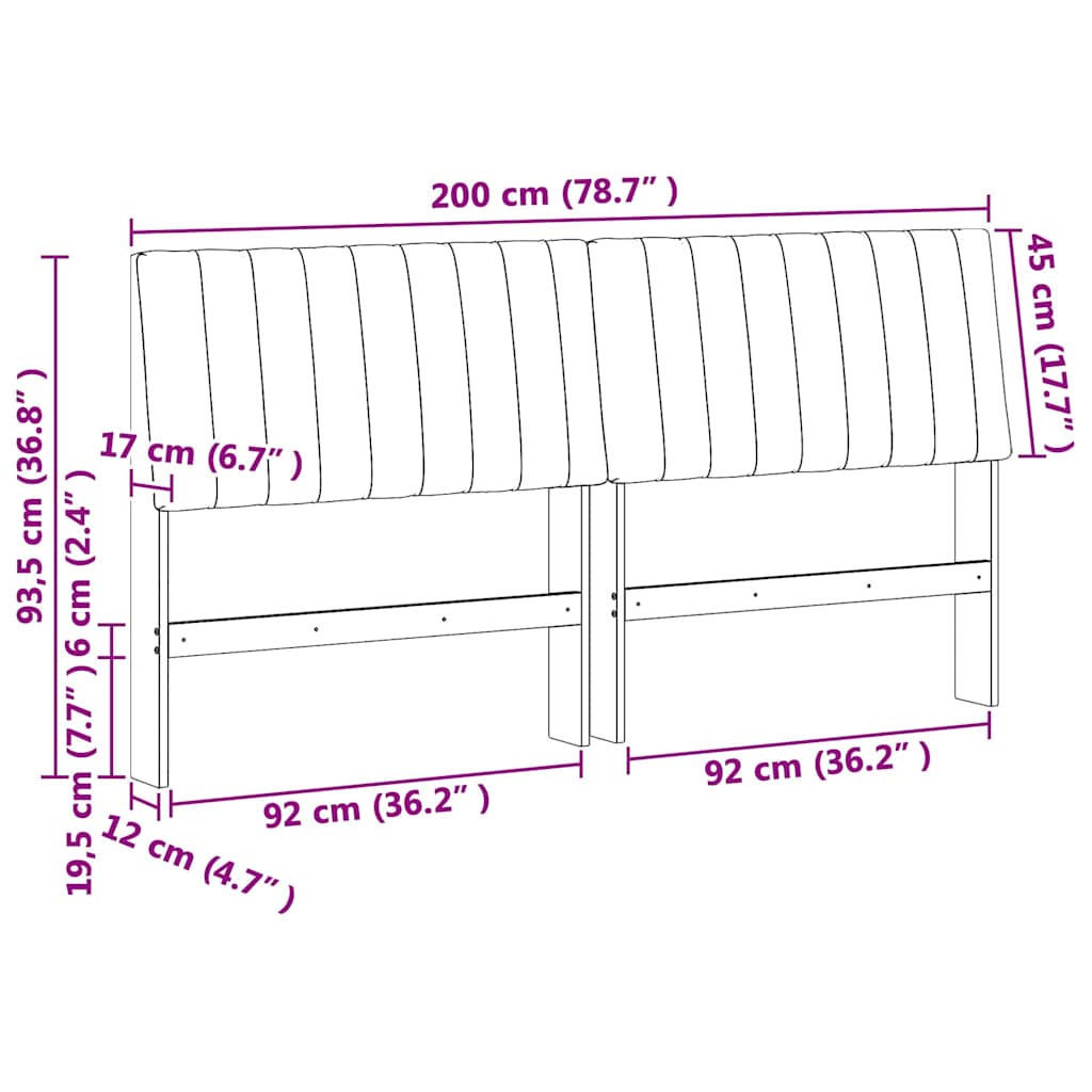 Tête de lit capitonnée Gris foncé 200 cm Pin massif - XIOS