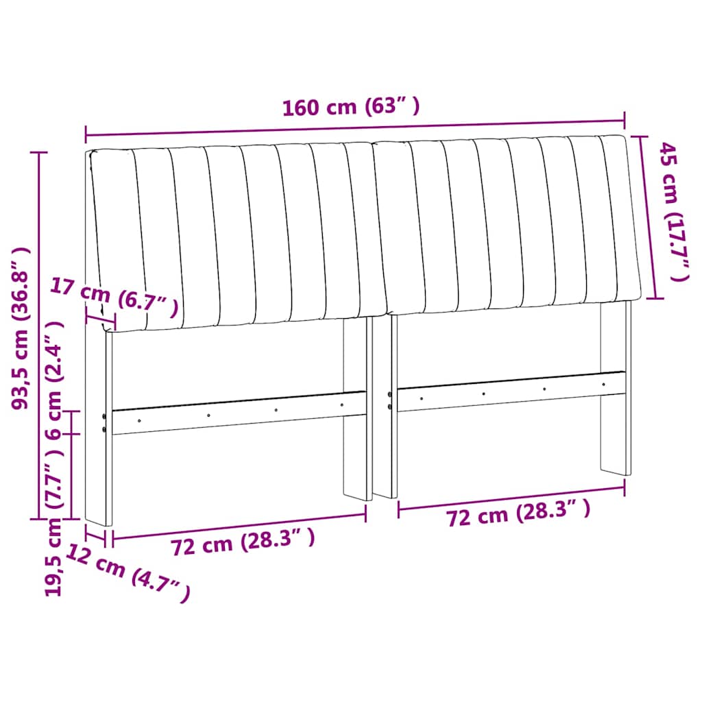 Tête de lit capitonnée Gris foncé 160 cm Pin massif - XIOS