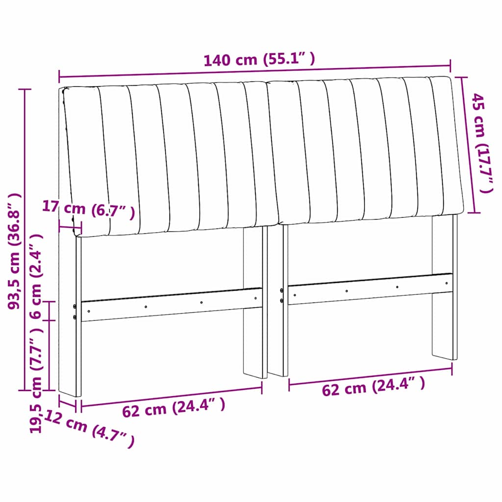 Tête de lit capitonnée Taupe 140 cm Pin massif - XIOS