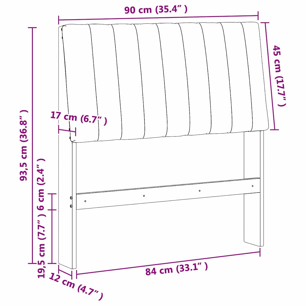 Tête de lit capitonnée Noir 90 cm Pin massif - XIOS