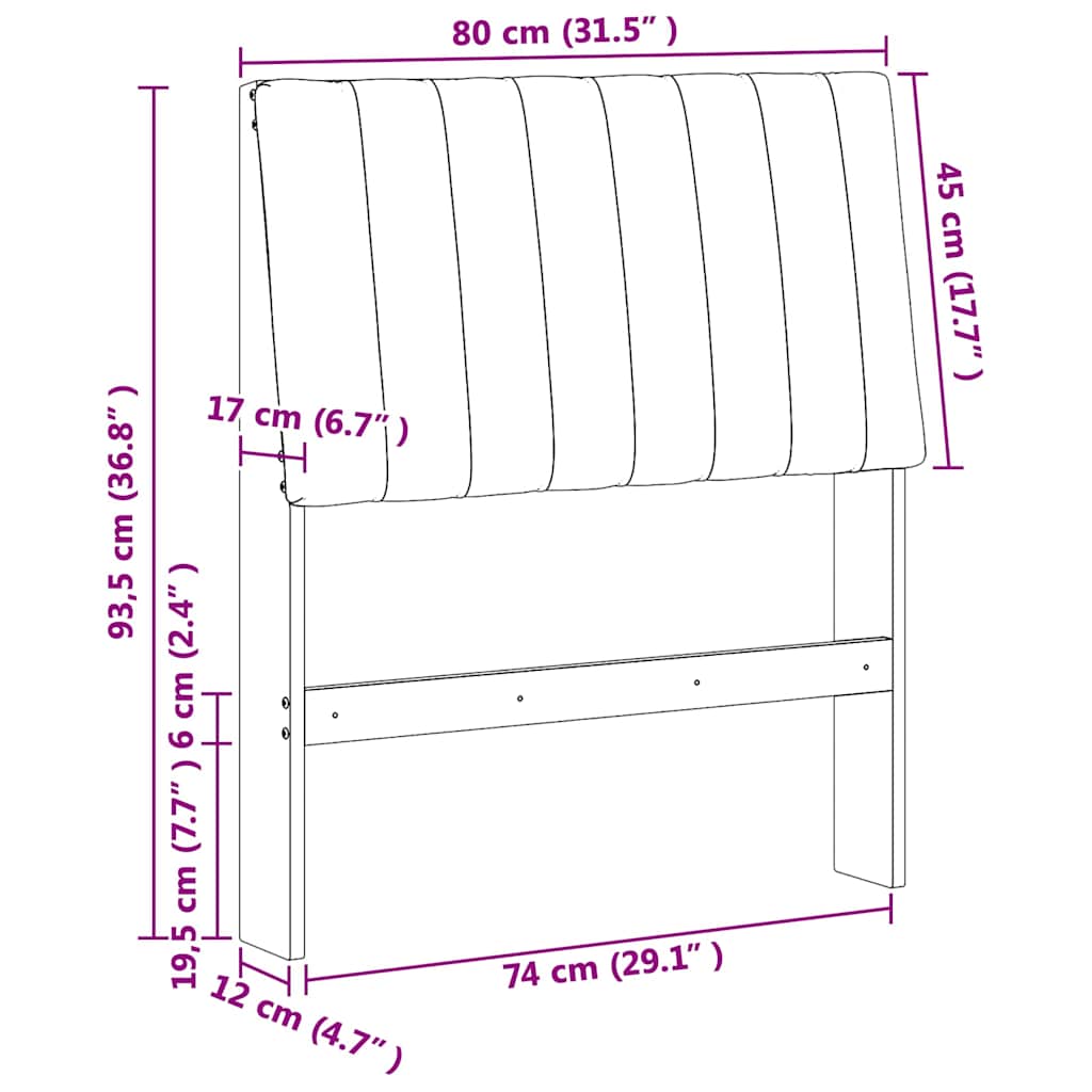 Tête de lit capitonnée Gris foncé 80 cm Pin massif - XIOS