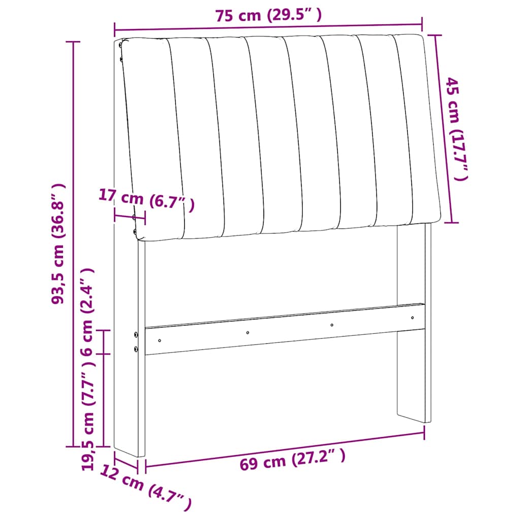 Tête de lit capitonnée Taupe 75 cm Pin massif - XIOS
