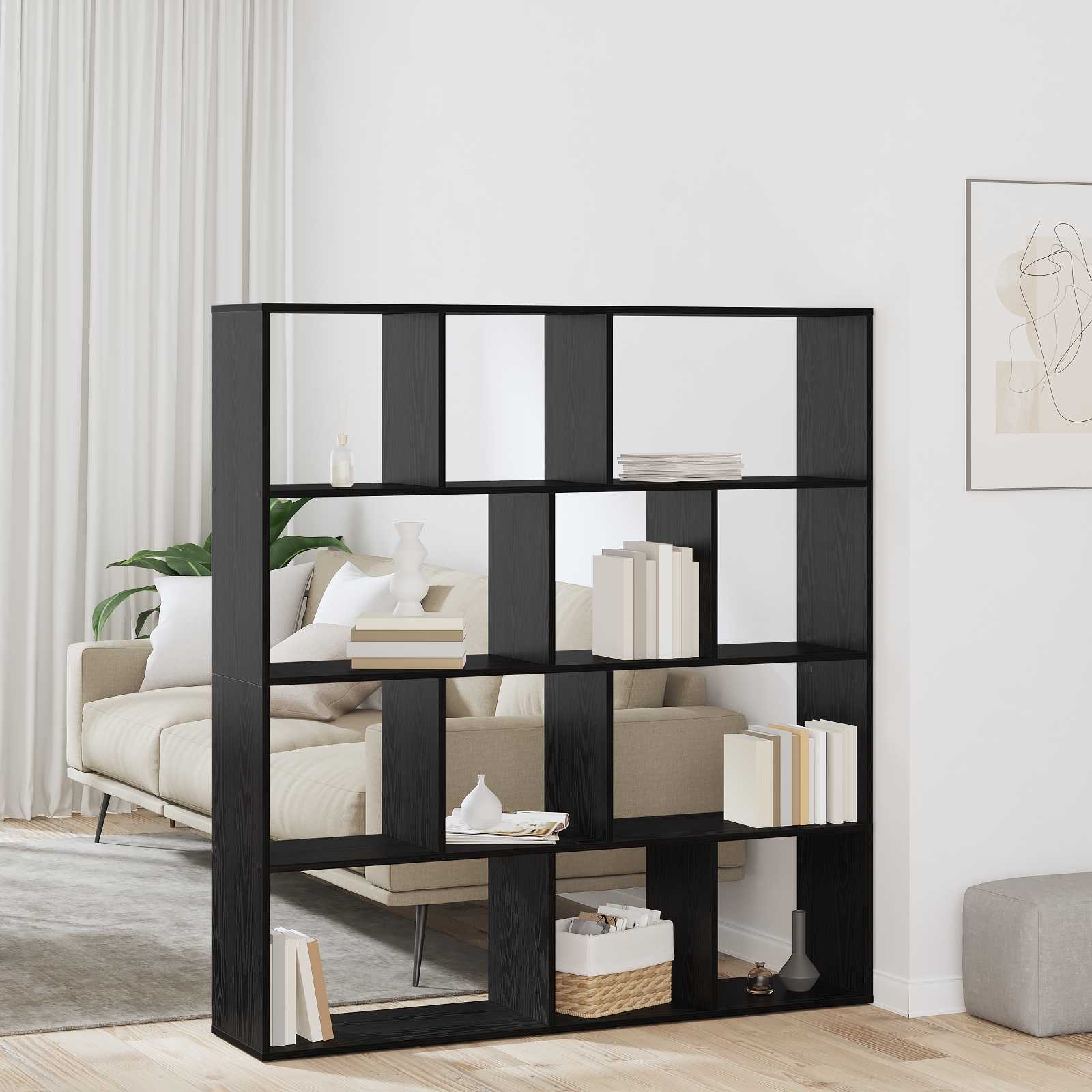 Bibliothèque Chêne noir 132 x 29 x 141,5 cm Bois d'ingénierie - XIOS