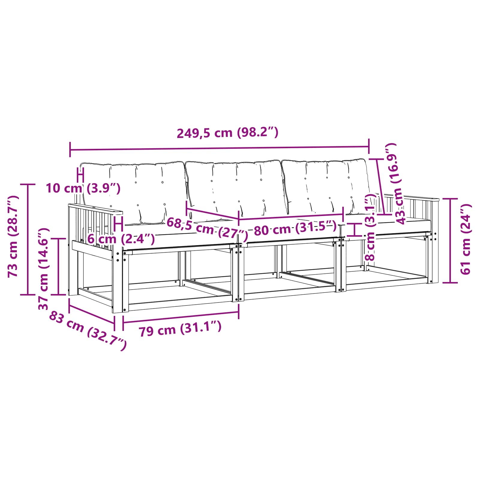 Ensemble de canapés d'extérieur 3 pcs Blanc et gris clair - XIOS