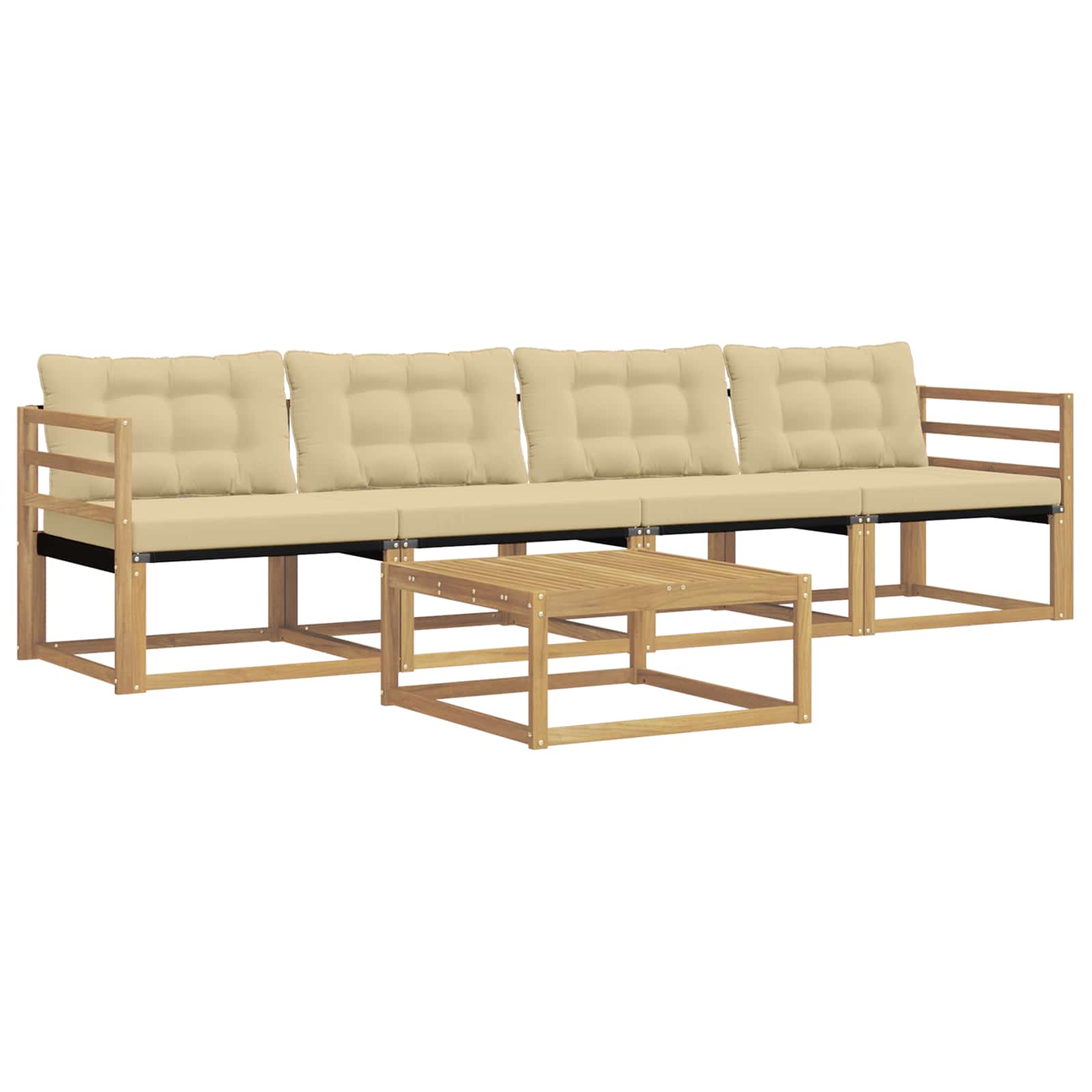 Ensemble de canapés d'extérieur 5 pc Blanc et Beige