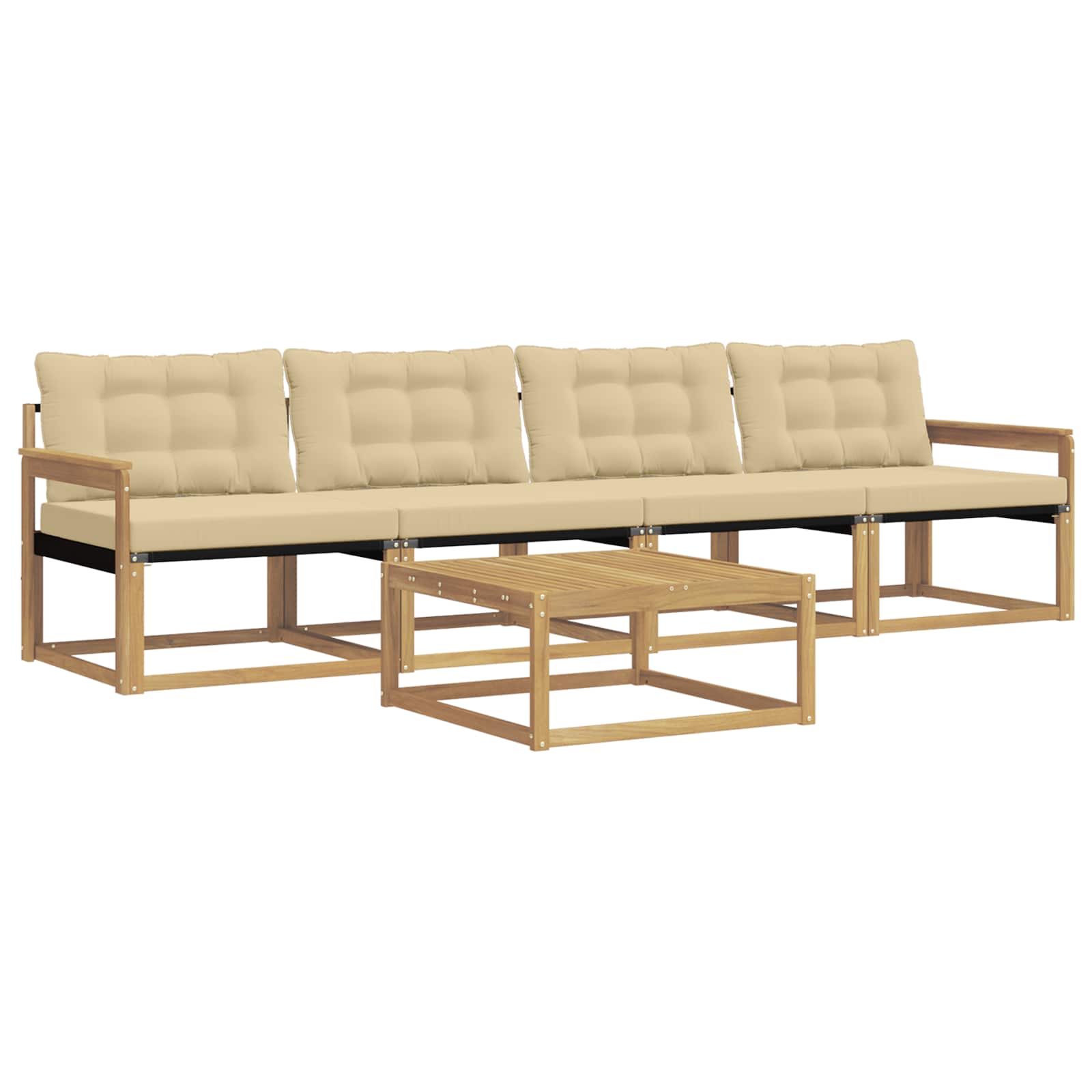 Ensemble de canapés d'extérieur 5 pc Blanc et Beige
