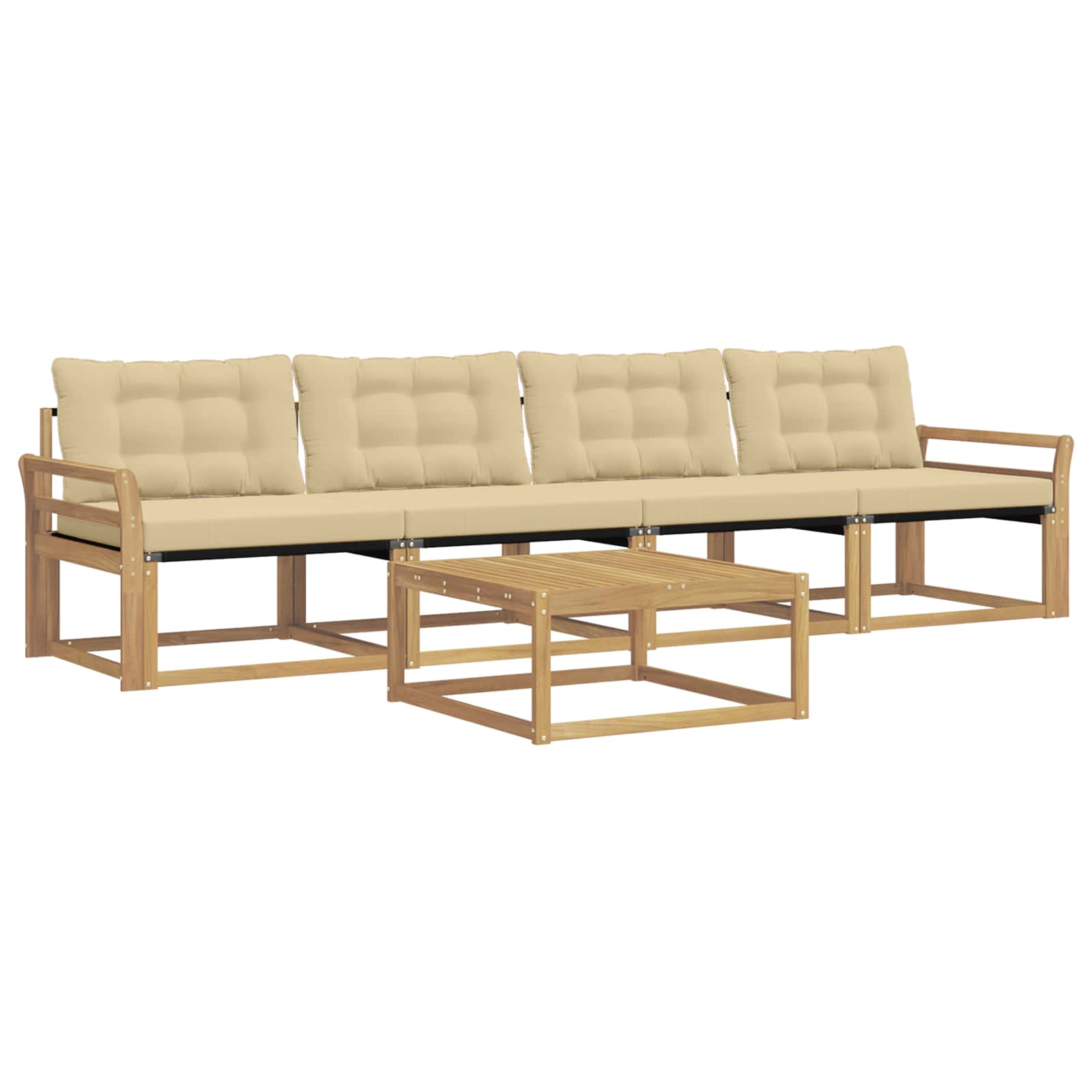 Ensemble de canapés d'extérieur 5 pc Blanc et Beige