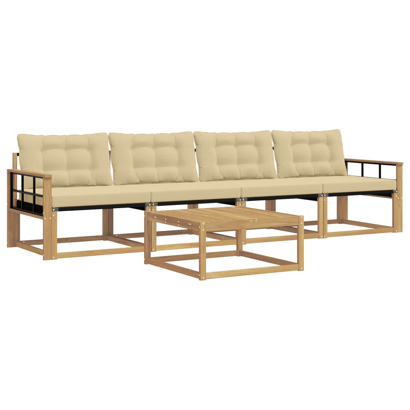 Ensemble de canapés d'extérieur 5 pc Blanc et Beige