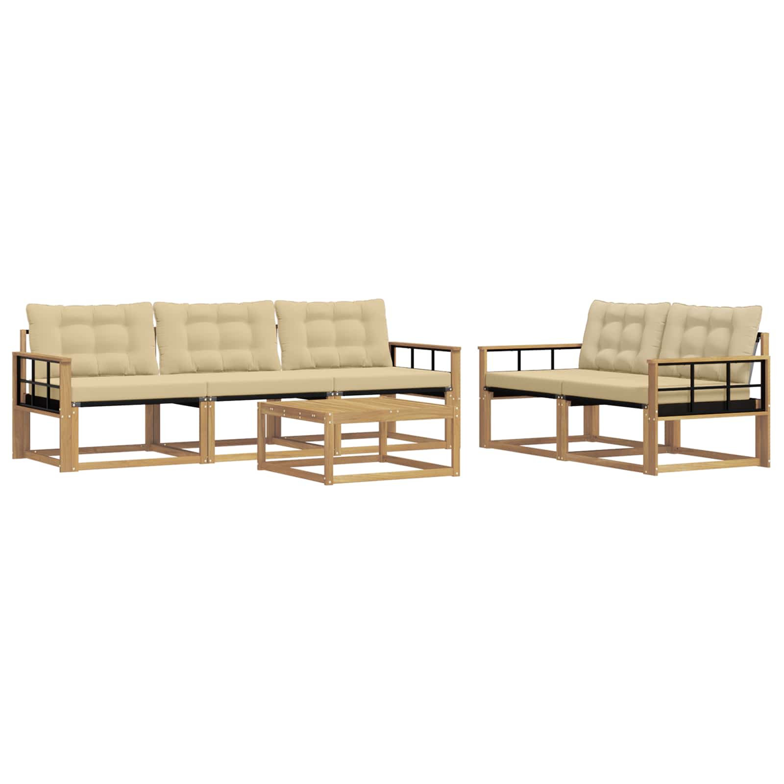 Ensemble de canapés d'extérieur 6 pc Blanc et Beige