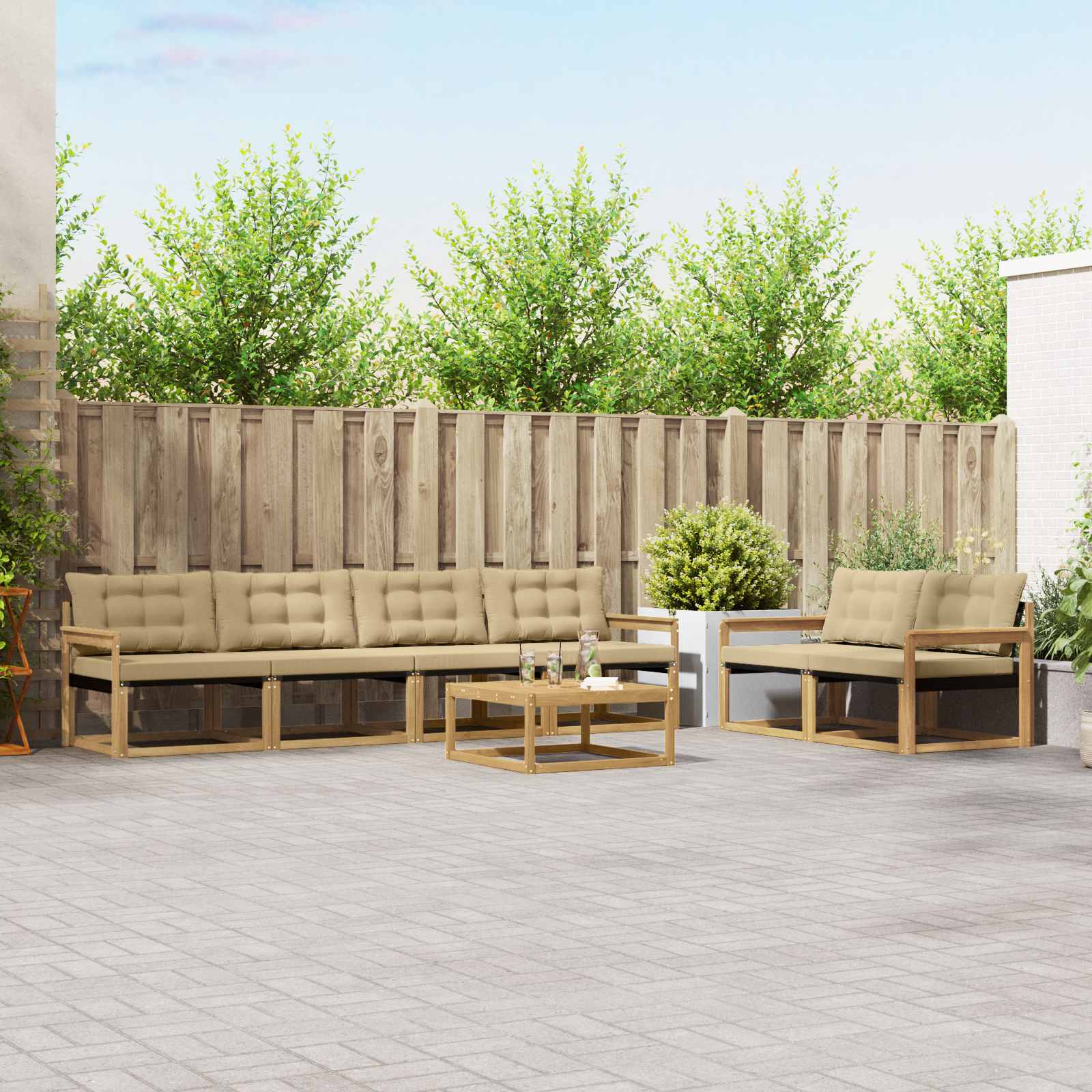 Ensemble de canapés d'extérieur 7 pcs Blanc et Beige - XIOS