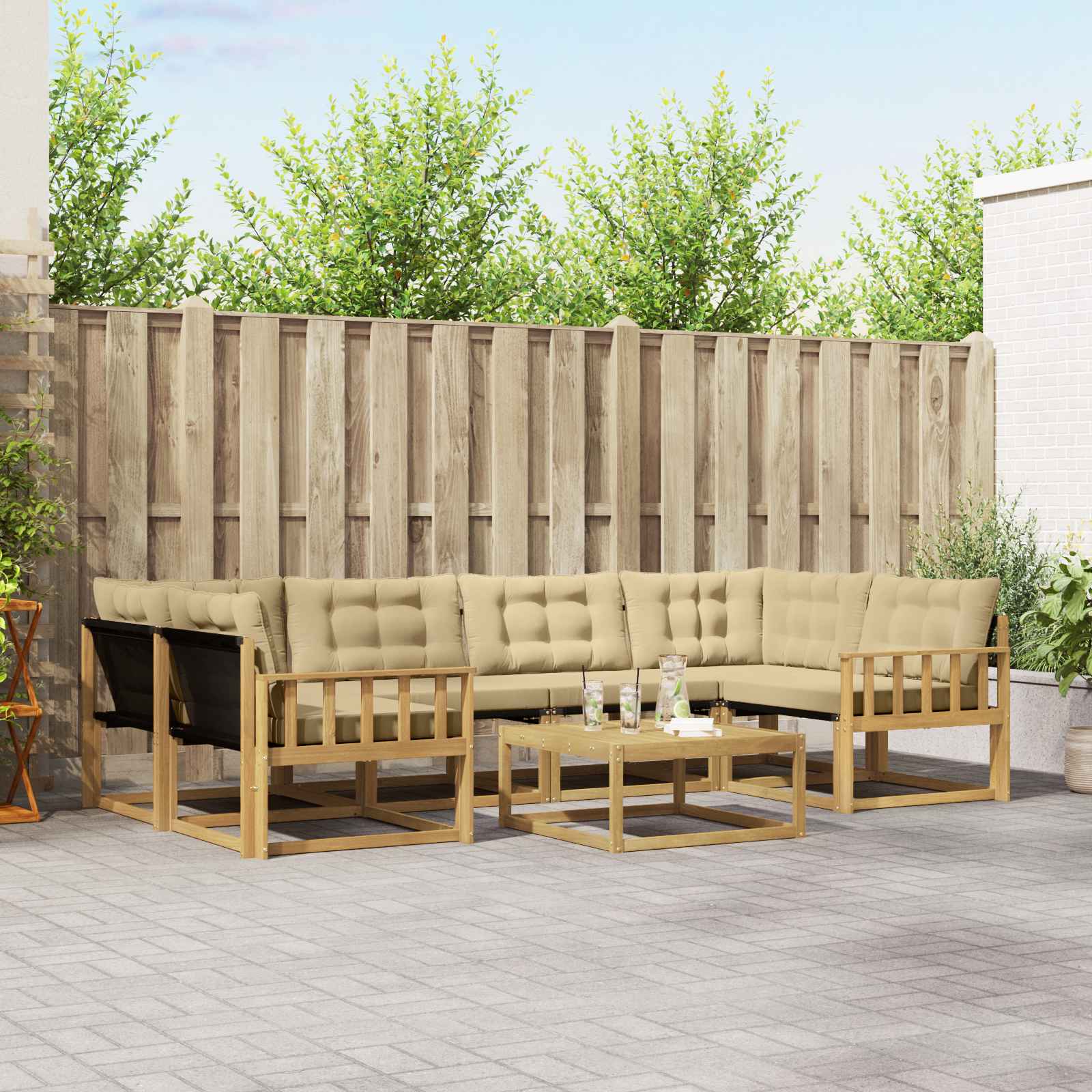 Ensemble de canapés d'extérieur 7 pcs Blanc et Beige - XIOS